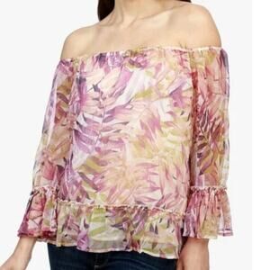 Lucky Brand tropical floral peasant top